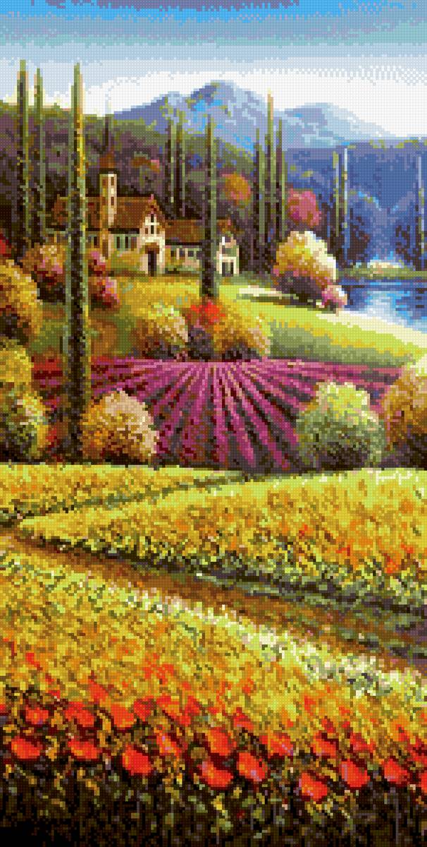 цветочные поля - поле, природа. деревья, цветы - предпросмотр