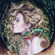 Схема вышивки «девушка с хамелеоном»