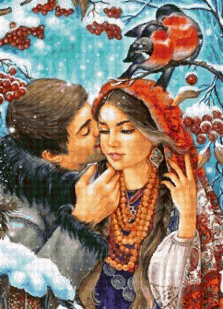 свидание в лесу - гамма, зима, свидание, любовь, девушка, пара - предпросмотр