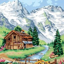 Схема вышивки «Домик в горах»