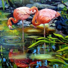 Схема вышивки «Фламинго»