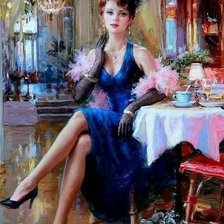 Схема вышивки «Девушка в кафе»