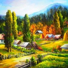 Схема вышивки «деревня»