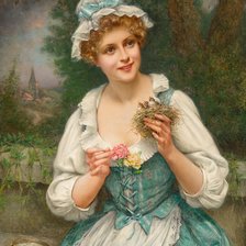 Схема вышивки «Мартин-Кавель Франсуа "Девушка с гнездом"»