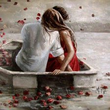 Схема вышивки «двое, любовь, река, пнк»