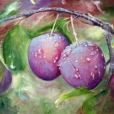 Схема вышивки «слива, лето, акварель, пнк»