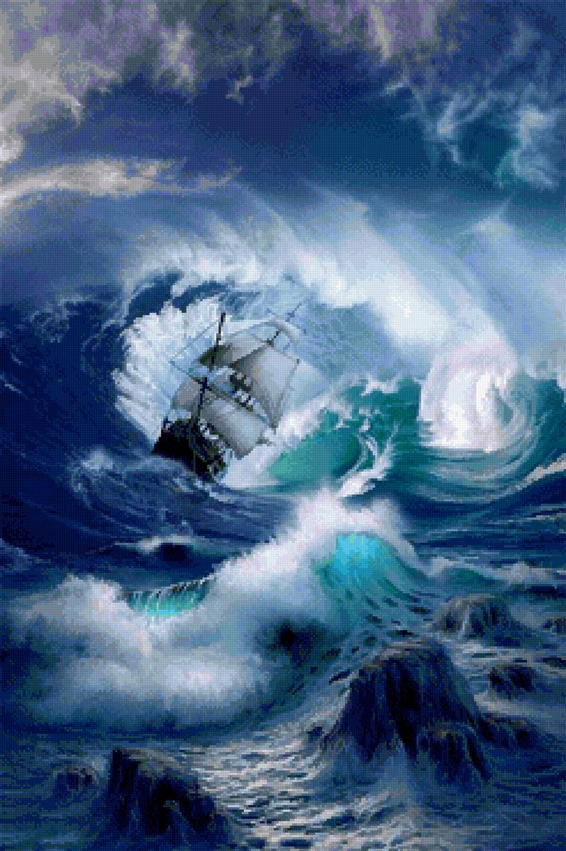 Шторм - корабль, море - предпросмотр