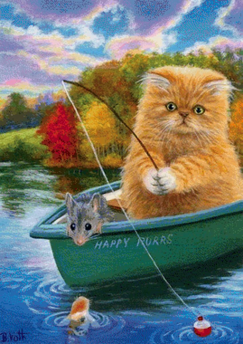 Рыбалка - кот 🐱, мышь - предпросмотр