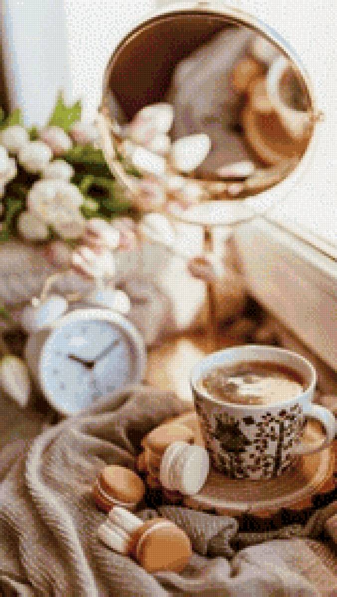 Кофе - чашка, кофе, макарони - предпросмотр