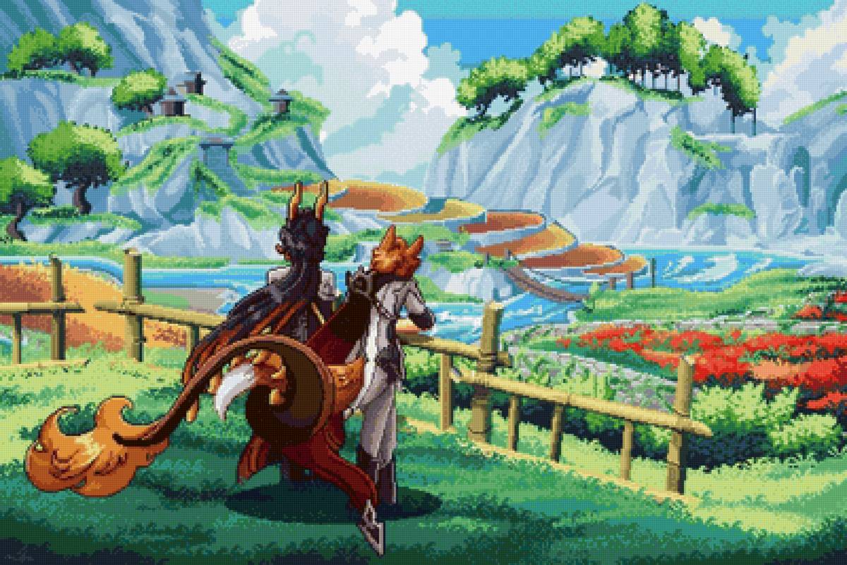 Genshin Impact: Чжун Ли и Тарталья - тарталья, чжун ли, genshin impact - предпросмотр