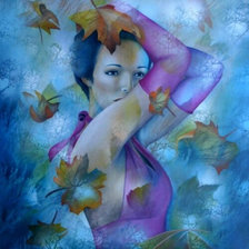 Схема вышивки «девушка, радость,осень, пнк»