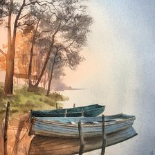 Схема вышивки «Рассвет на реке»