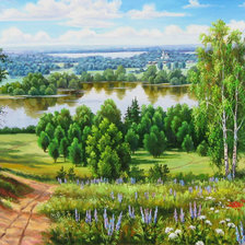 Схема вышивки «Елена Самарская. Пейзаж»