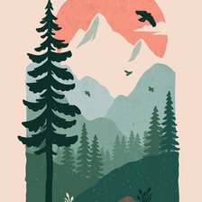 Схема вышивки «Лес на холмах»