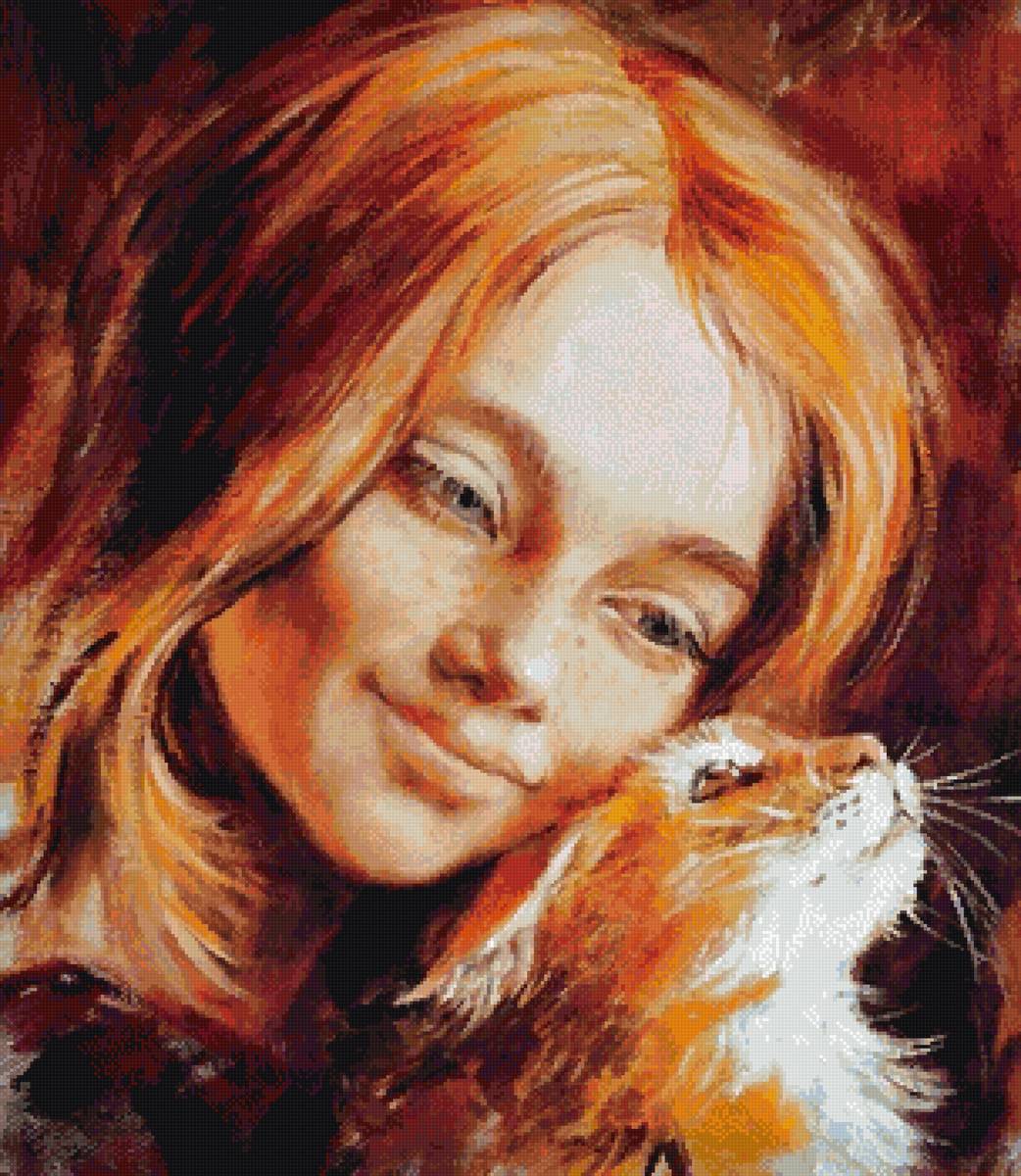 девушка, радость, кот, пнк - предпросмотр