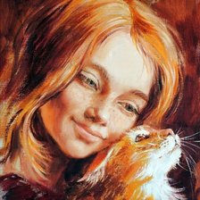 Схема вышивки «девушка, радость, кот, пнк»