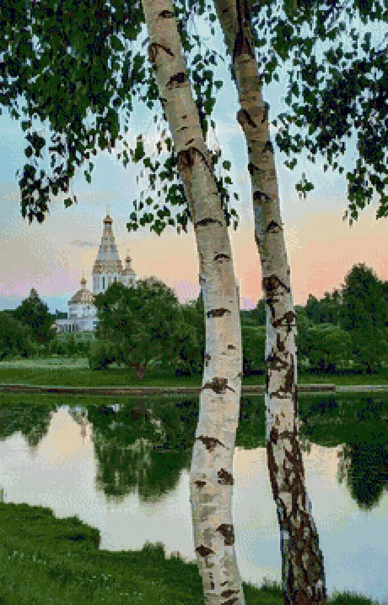 Березы-сестрицы - пейзаж, церковь., березы - предпросмотр