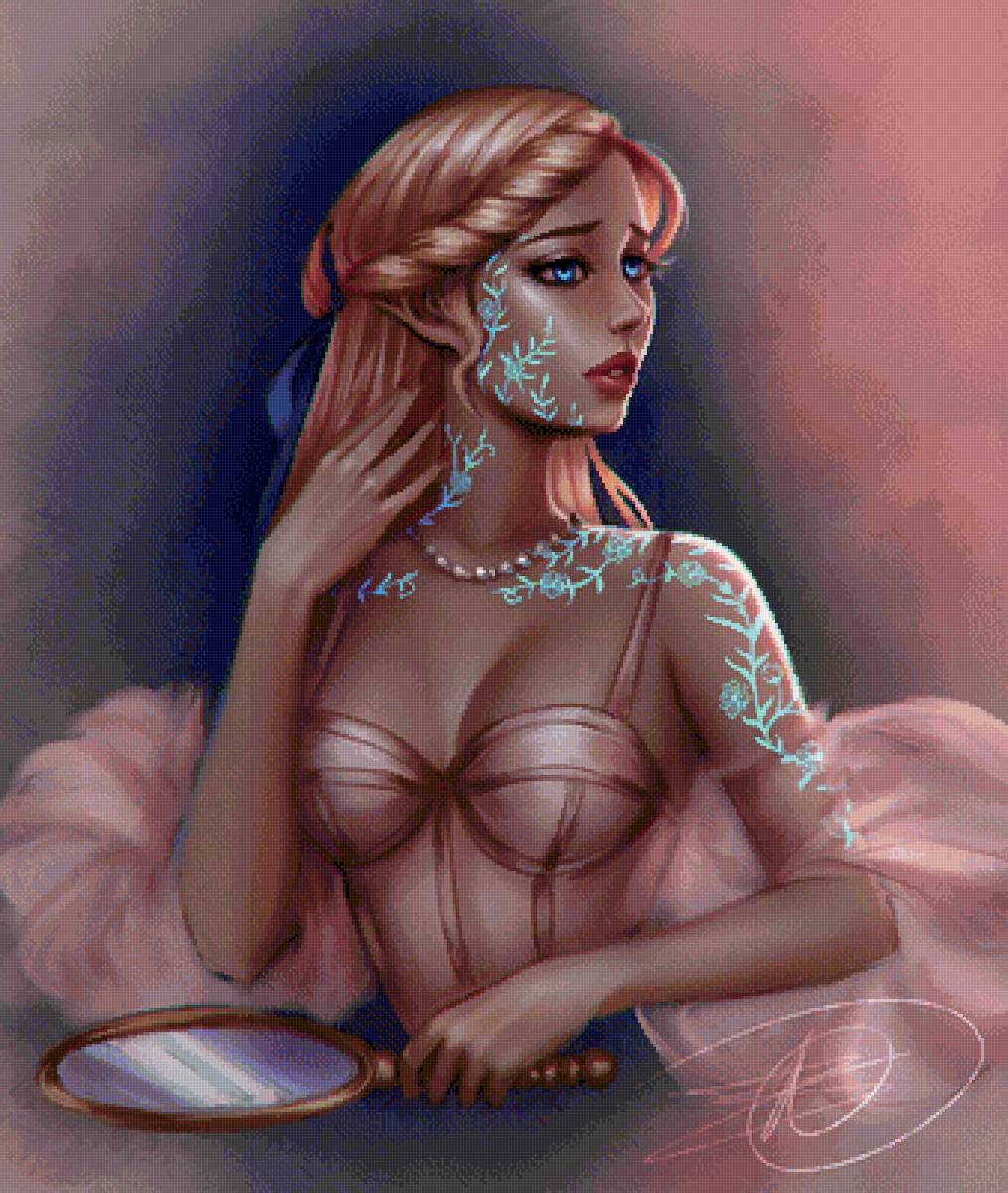 Деаушка - дева женщина ведьма фея зеркало цветочки - предпросмотр