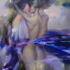 Схема вышивки «девушка, акварель пнк»