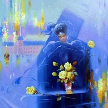 Схема вышивки «девушка, акварель пнк»