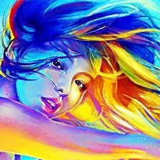 девушка, акварель пнк