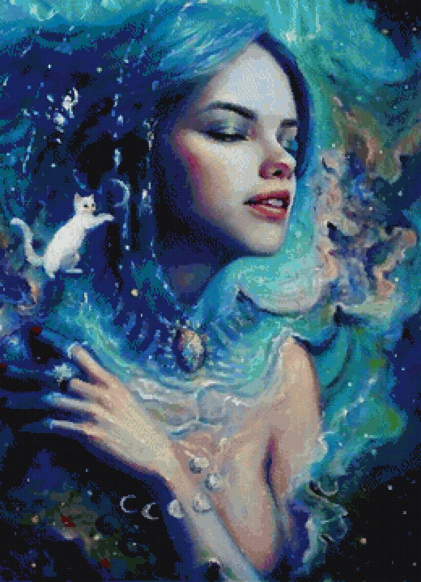 девушка, акварель пнк - предпросмотр