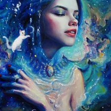 Схема вышивки «девушка, акварель пнк»