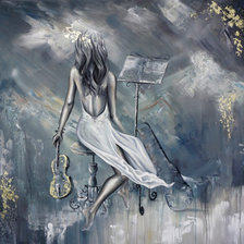 девушка, акварель, музыка, пнк