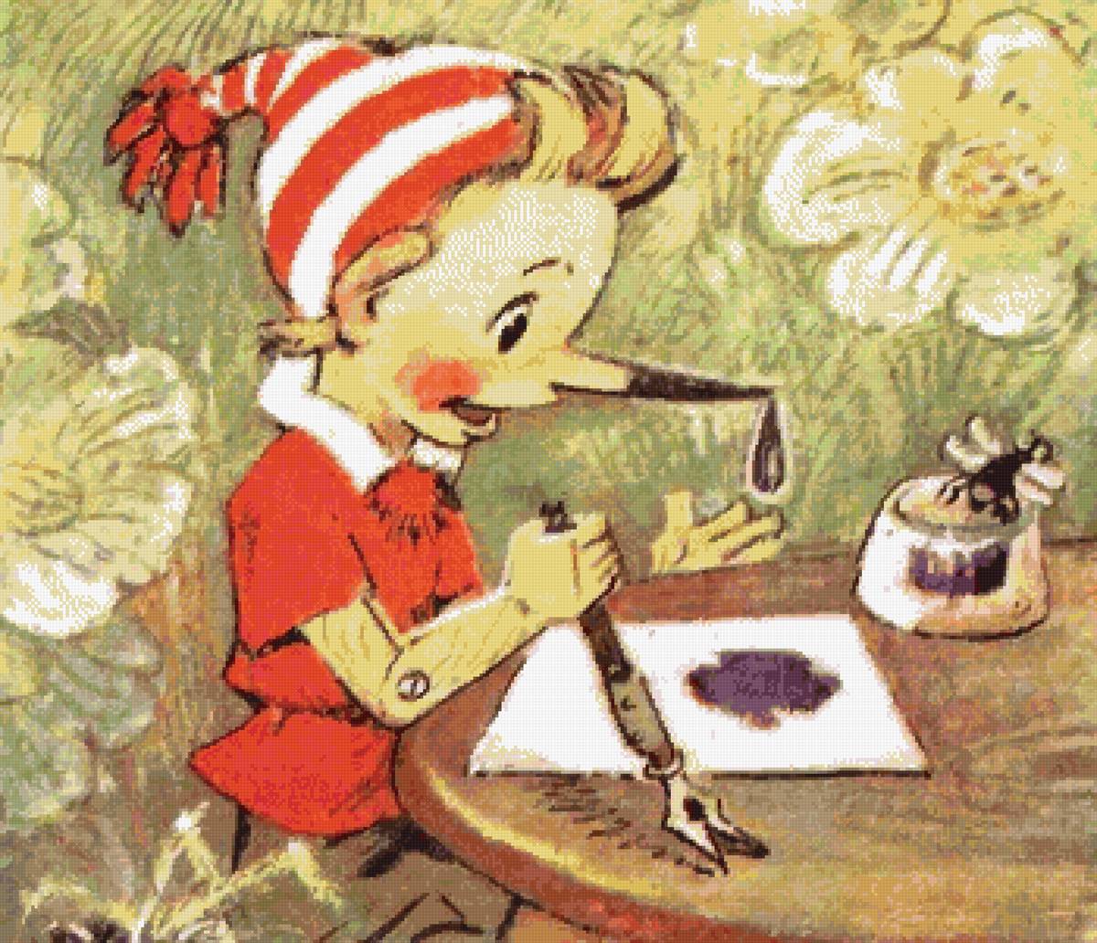 сказка,буратино, акварель, пнк - предпросмотр