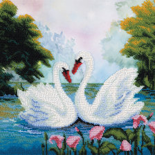 Схема вышивки «лебеди на пруду»