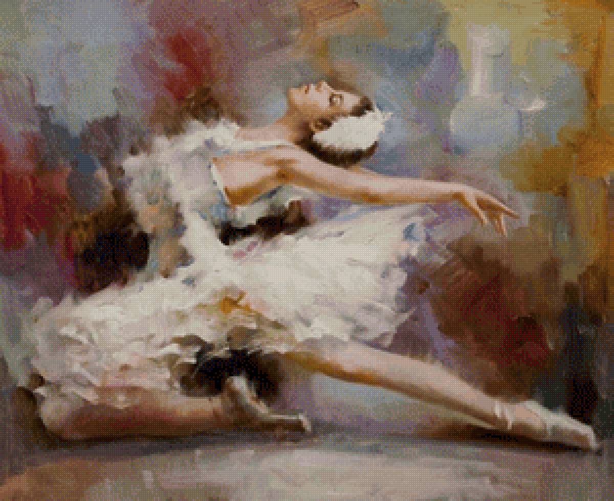 Балерина лебедь - балет, лебедь, схема для вышивания - предпросмотр