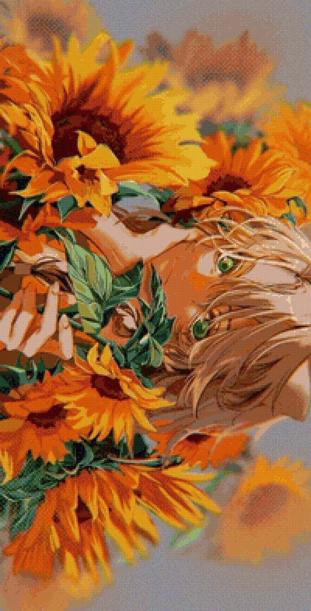 Подсолнухи - девушка, подсолнухи, желтые подсолнухи, цветы, аниме - предпросмотр