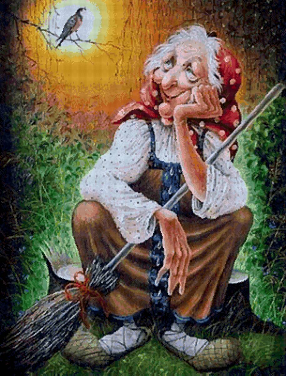 Баба яга - метла, природа, соловей, баба яга, сказка - предпросмотр