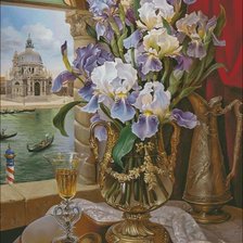 Схема вышивки «Venecia Canal y Ramo de flores»