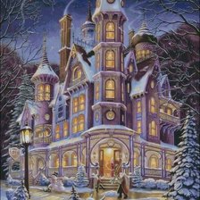 Схема вышивки «зимний особняк»