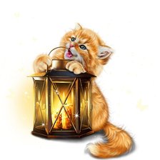 Схема вышивки «Котик с фонарём»