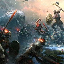 Схема вышивки «Кратос и Атрей»