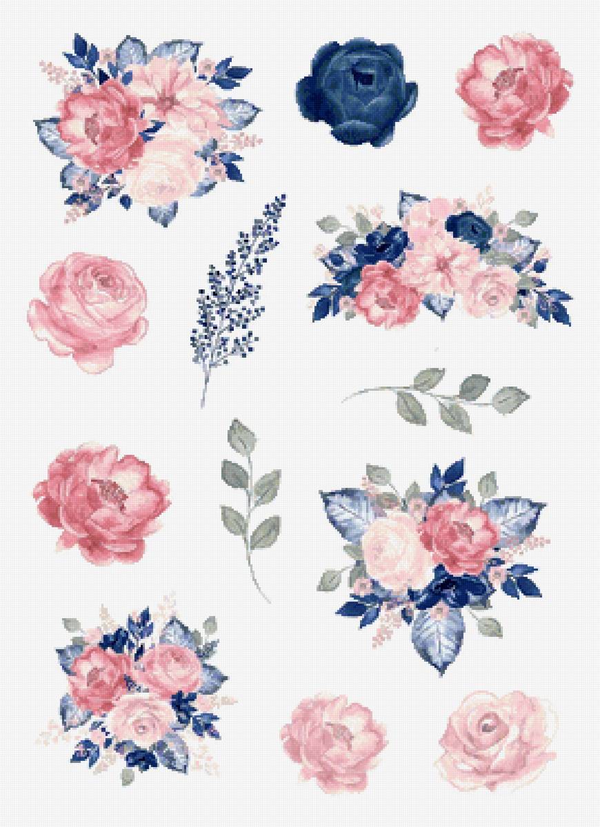 Цветы - букет цветов ромашки розы листочки - предпросмотр