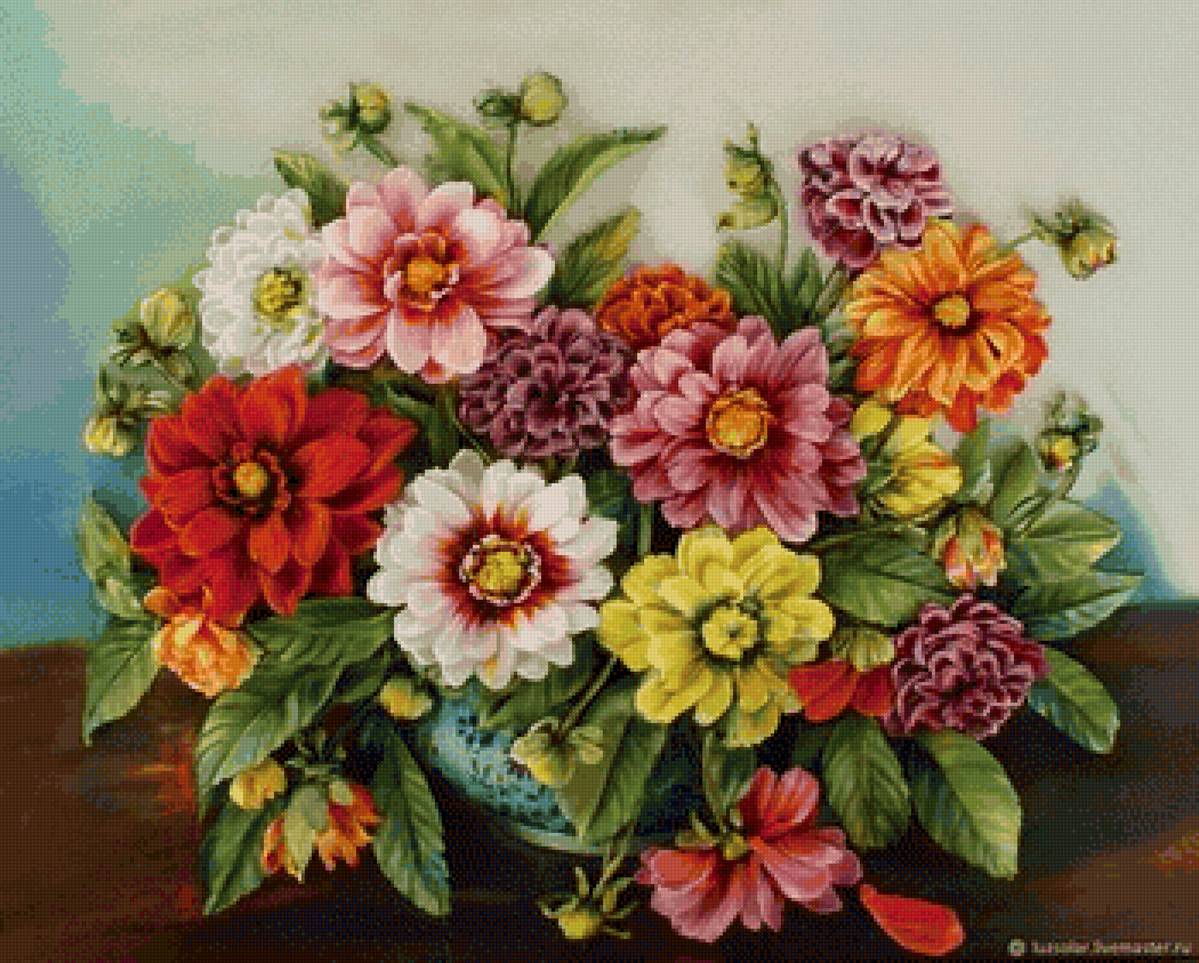 Букет георгинов - букет, георгины, цветы - предпросмотр