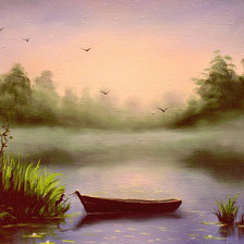 Схема вышивки «Туман над озером. Ольга Самбурова»