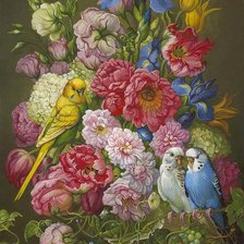 Схема вышивки «Яна Мовчан. Букет с птичками»