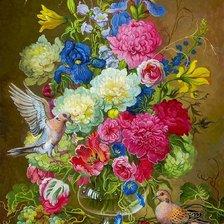 Схема вышивки «Яна Мовчан. Букет с птичками»