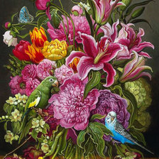 Схема вышивки «Яна Мовчан. Букет с птичками»