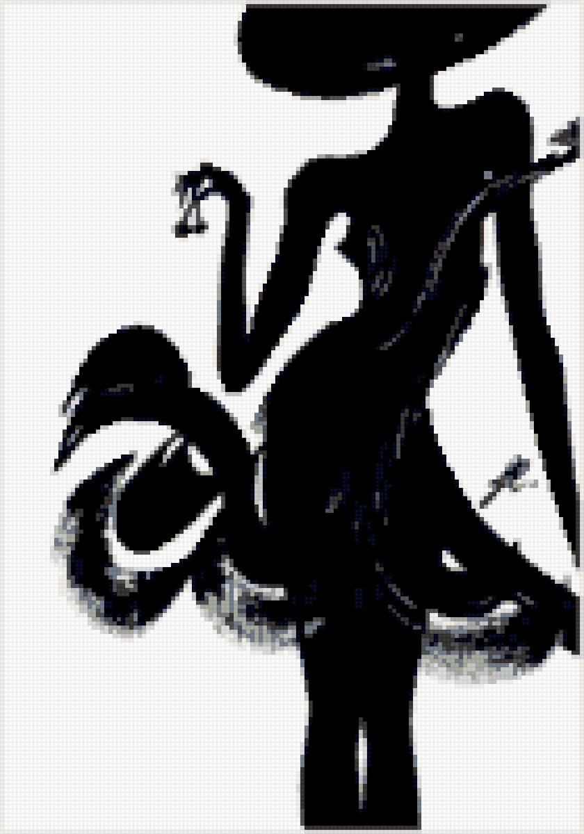 Силуэт девушка - девушка, черно-белая, силуэт - предпросмотр