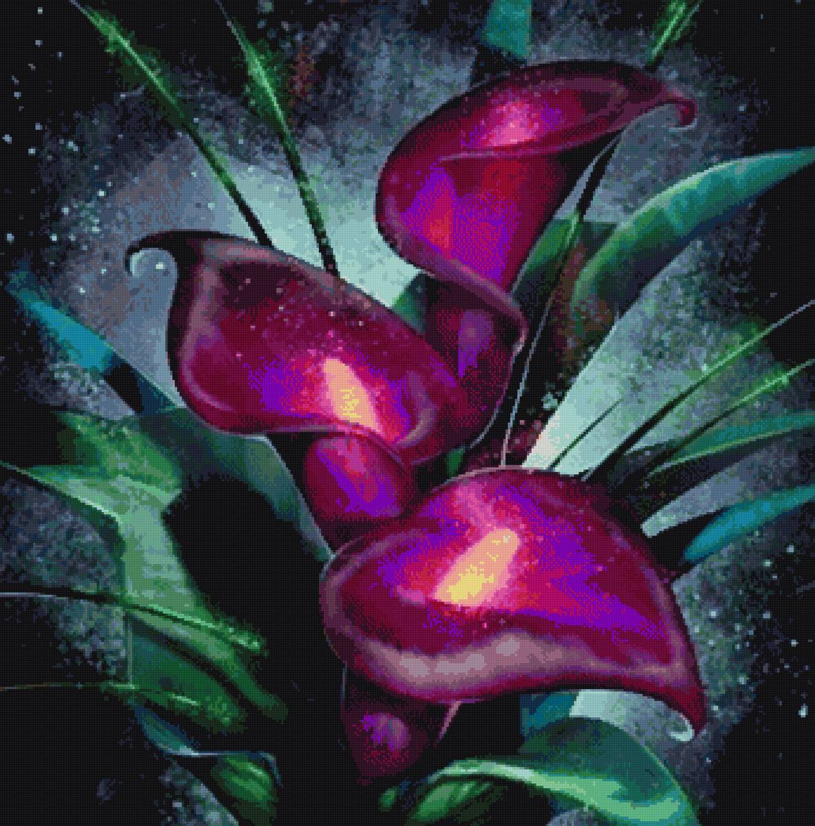 цветы, акварель, пнк - предпросмотр