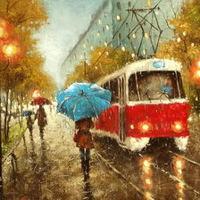 Схема вышивки «осень, трамвай, пнк»