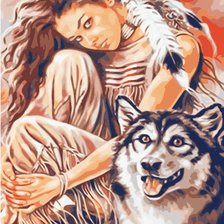 Схема вышивки «девушка с волком»