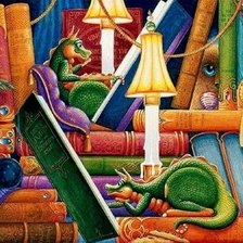 Схема вышивки «DRAGONES LEYENDO DMC»