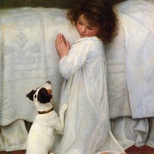 Схема вышивки «Девочка  и собачка»