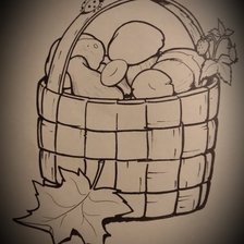 Схема вышивки «Корзинка с грибами»